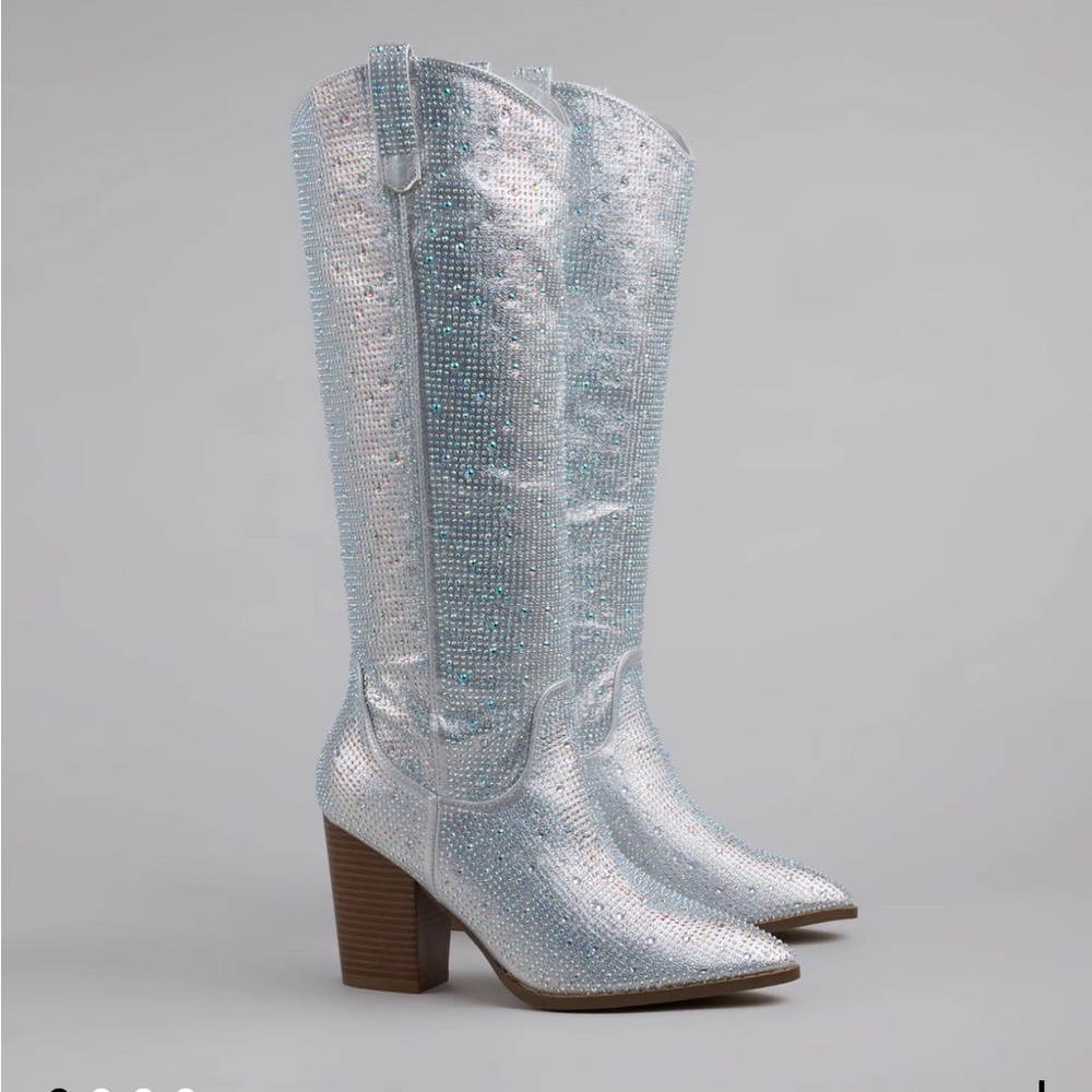 Silver Rhinestone Women's Cowboy Boots